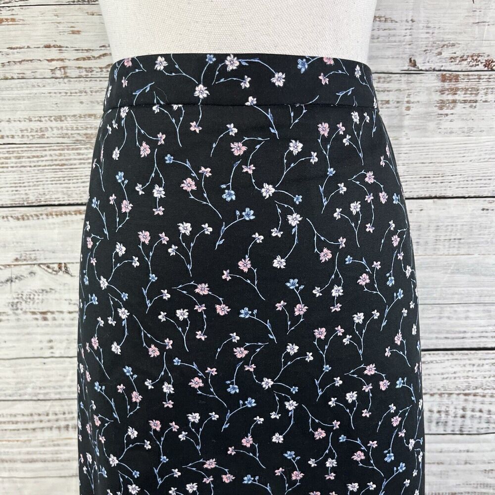 Liz Claiborne Skirt sz 18 Black Pink Blue Floral Straight Stretch Knee Church - Picture 2 of 8